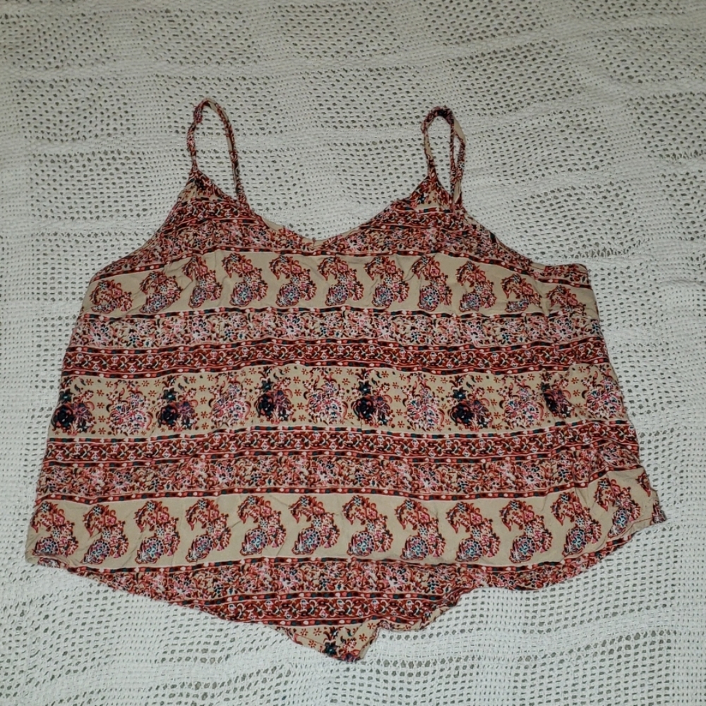 Cream patterned tank top